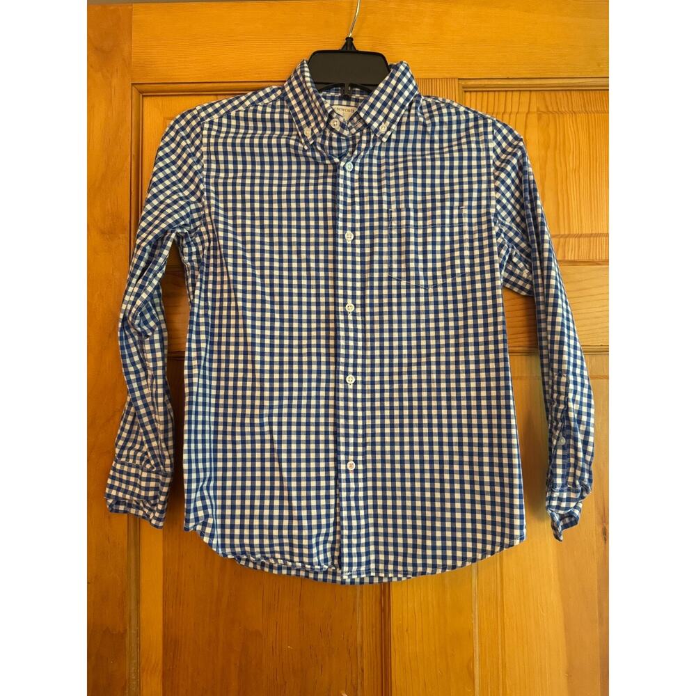 J Crew Kids Button Down Shirt Blue Gingham Size 10